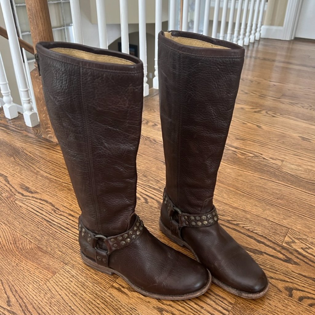 Tall Leather Frye Harness Boots Size 6 1/2